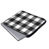 Schwarz-Weiß-Buffalo Kariert Laptopschutzhülle (Vorne Knopf)