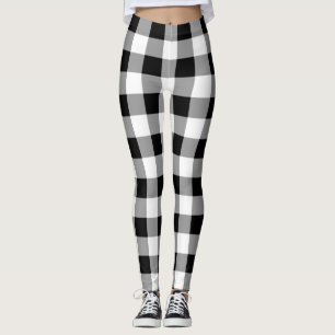 Schwarz-Weiß-Buffalo Kariert Leggings