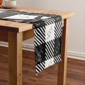 Schwarz-weiß Buffalo Kariert Live Liebe Laugh Kurzer Tischläufer (Beispiel)