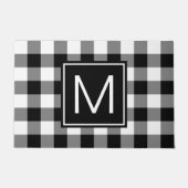 Schwarz-Weiß-Buffalo Kariert Mit Monogramm Fußmatte (Vorderseite)