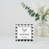 Schwarz-Weiß-Buffalo Kariert mit Rooster Quadratische Visitenkarte (Stehend Vorderseite)