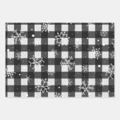 Schwarz-Weiß-Buffalo Kariert mit Schneeflocken Geschenkpapier Set (Vorderseite 3)
