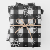 Schwarz-Weiß-Buffalo Kariert mit Schneeflocken Geschenkpapier Set (Beispiel)