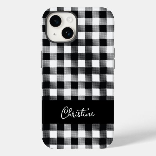 Schwarz-Weiß-Buffalo Kariert Personalisiert Case-Mate iPhone Hülle (Rückseite)