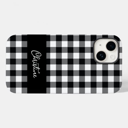 Schwarz-Weiß-Buffalo Kariert Personalisiert Case-Mate iPhone Hülle (Rückseite (Horizontal))