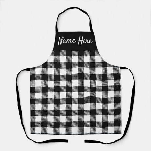 Schwarz-weiß Buffalo Kariert Personalisiert Rustik Schürze (Vorderseite)