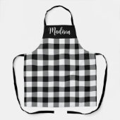Schwarz-Weiß-Buffalo Kariert Personalisiert Schürze (Vorderseite)