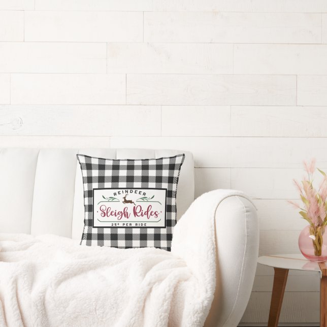 Schwarz-weiß Buffalo Kariert - Rentier Reiten Kissen (Liege)