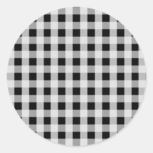 Schwarz-Weiß-Buffalo Kariert Runder Aufkleber (Vorderseite)