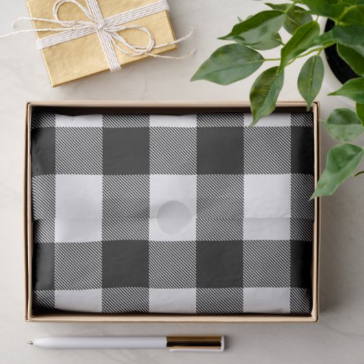 Schwarz-Weiß-Buffalo Kariert Seidenpapier (Geschenk)