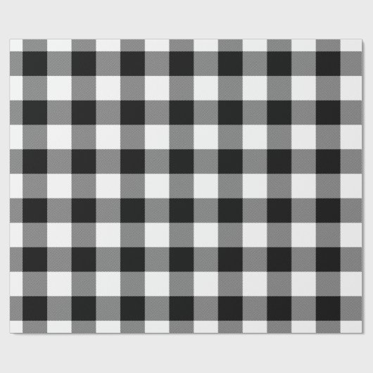 Schwarz-weiß Buffalo Kariert Tartan Muster Weihnac Geschenkpapier (Flach)