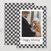 Schwarz-Weiß-Buffalo-Karierte Foto-Weihnachtskarte Feiertagskarte (Vorne/Hinten)