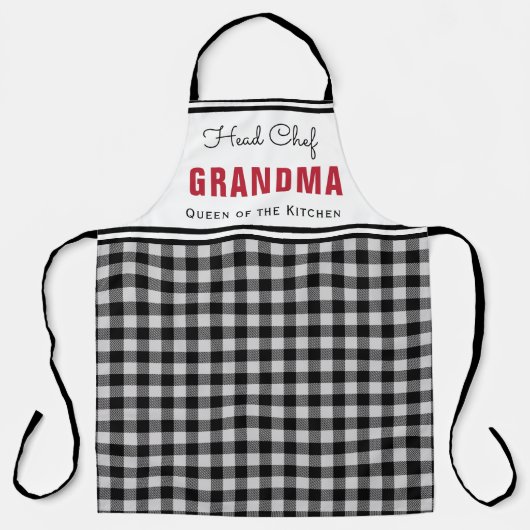 Schwarz-Weiß Buffalo Kariertes Oma Personalisiert Schürze (Vorderseite)