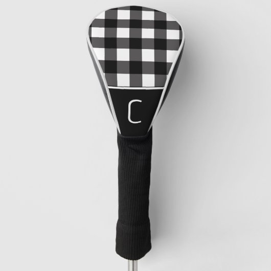 Schwarz-Weiß Buffalo Kariertes Schachbrett Muster Golf Headcover (Vorderseite)