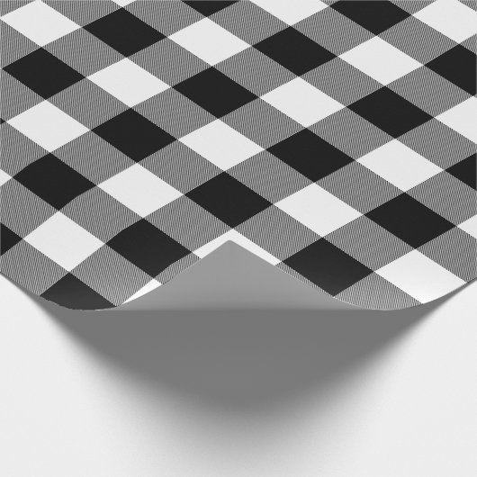 Schwarz-Weiß-Buffalo-Karo Geschenkpapier (Ecke)