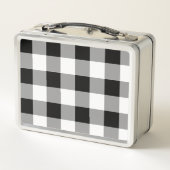 Schwarz-Weiß-Buffalo-Karo Kariert Metall Brotdose (Rückseite)