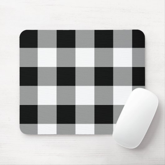 Schwarz-Weiß-Buffalo-Karo Kariert Mousepad (Mit Mouse)