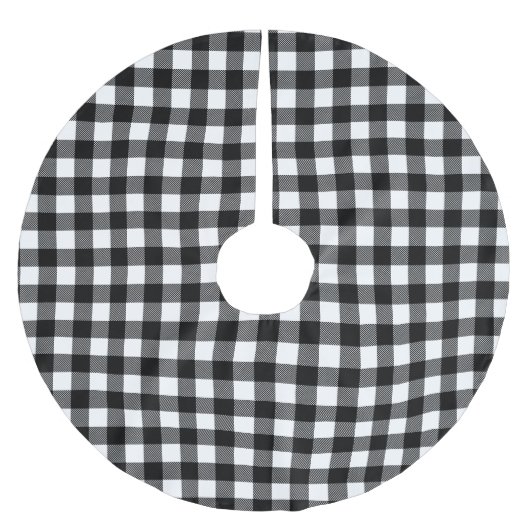 Schwarz-Weiß-Buffalo-Karo Kariert Polyester Weihnachtsbaumdecke (Vorderseite)