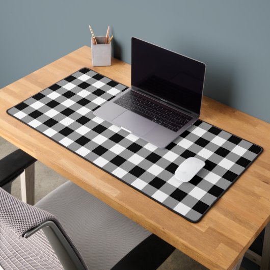 Schwarz-Weiß-Buffalo-Karo Kariert Schreibtischunterlage (Büro 2)