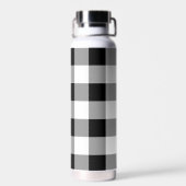 Schwarz-Weiß-Buffalo-Karo Kariert Trinkflasche (Rückseite)