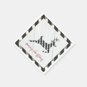 Schwarz-Weiß Buffalo Karo Rentierfest Serviette (Ecke)