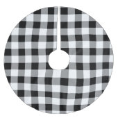 Schwarz-Weiß-Buffalo-Karo Weihnachten Polyester Weihnachtsbaumdecke (Vorderseite)