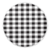 Schwarz-Weiß Buffalo Schachbrett Kariertes Muster Keramikknauf (Vorderseite)