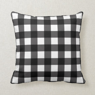 Schwarz-Weiß Büffel Gingham Kariert Karo </s> Kissen