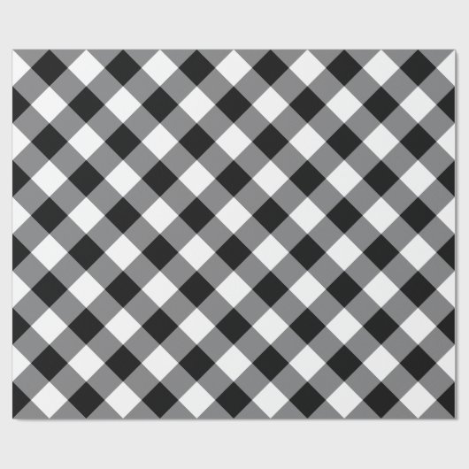 Schwarz-Weiß-Büffel Kariert Geschenkpapier (Flach)