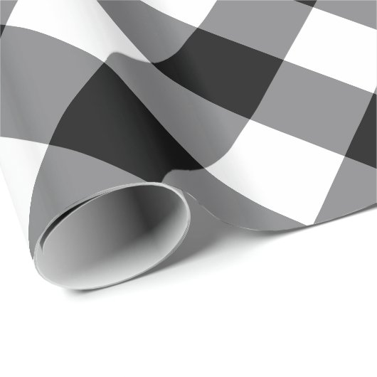 Schwarz-Weiß-Büffel Kariert Geschenkpapier (Rolleneckpunkt)