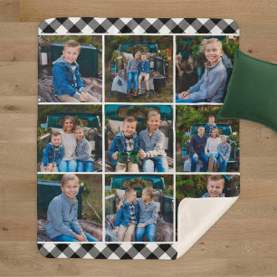 Schwarz Weiß Büffel Karo Foto Collage Sherpadecke