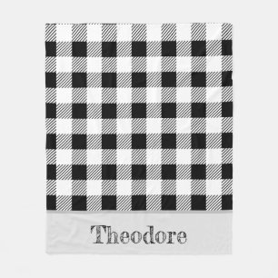 Schwarz/Weiß Büffel-Karo-Monogramm-Fliesblanke Fleecedecke