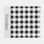 Schwarz/Weiß Büffel-Karo-Monogramm-Fliesblanke Fleecedecke (Vorderseite (Horizontal))
