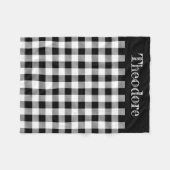 Schwarz/Weiß Büffel-Karo-Monogramm-Fliesblanket Fleecedecke (Vorderseite (Horizontal))