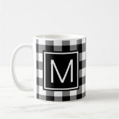 Schwarz-weiß Büffel-Karo Monogramm Kaffeetasse (Links)
