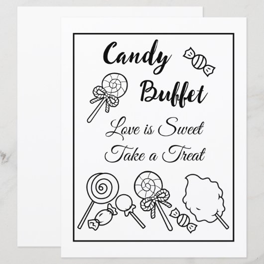 Schwarz-Weiß-Buffet Hochzeitszeichen (Vorne/Hinten)