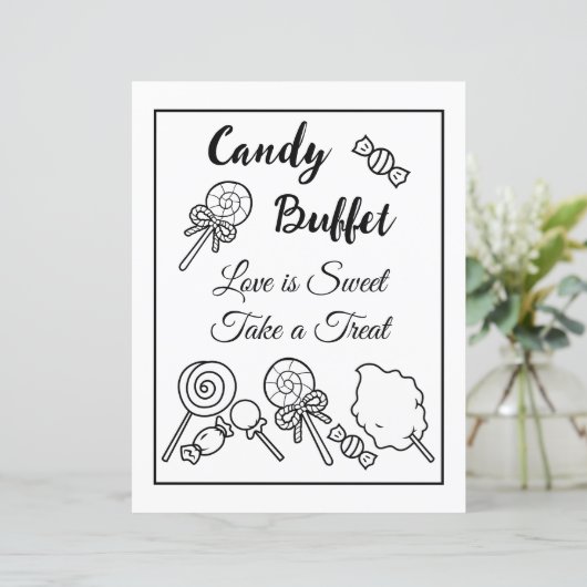 Schwarz-Weiß-Buffet Hochzeitszeichen (Stehend Vorderseite)