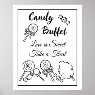 Schwarz-Weiß-Buffet Hochzeitszeichen Poster