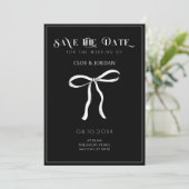 Schwarz-Weiß-Bugband Hochzeit Save The Date (Stehend Vorderseite)