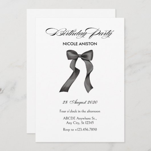 Schwarz-Weiß-Buggeburt Einladung (Vorne/Hinten)