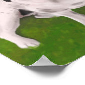 Schwarz-Weiß-Bulldog auf Gras - Malerei Poster (Ecke)