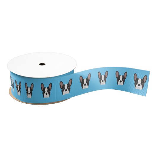Schwarz-Weiß-Bulldog-Grosgrain-Ribbon Ripsband (Spule)