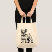 Schwarz-Weiß-Bulldog-Illustration Tragetasche (Vorderseite (Produkt))