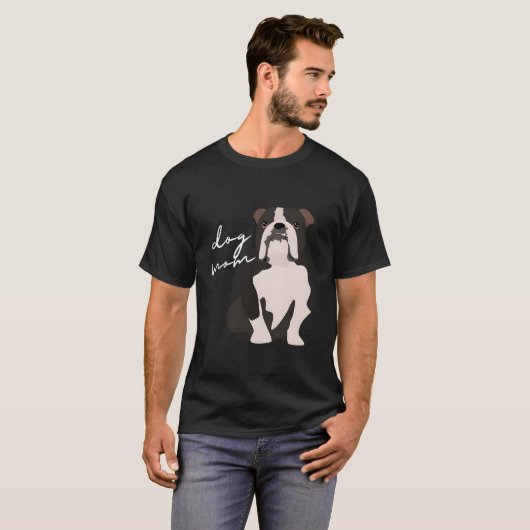 Schwarz-Weiß-Bulldog-Mama T-Shirt (Vorne ganz)