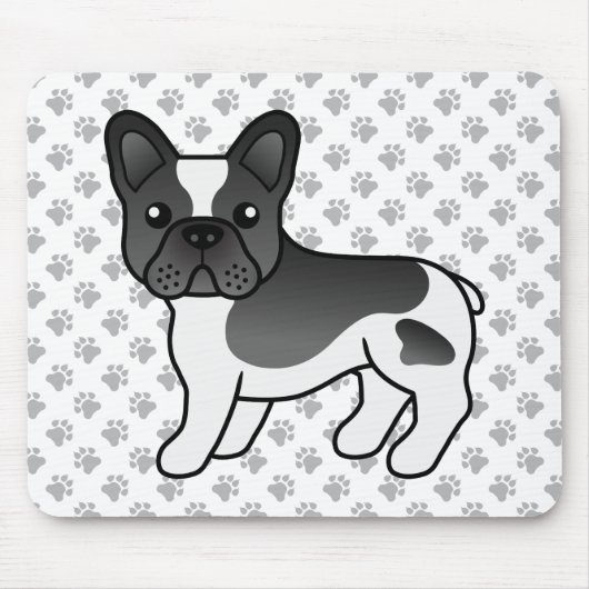 Schwarz-Weiß-Bulldog-Niedlicher Cartoon-Hund Mousepad (Vorne)