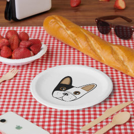 Schwarz-Weiß-Bulldogge Pappteller