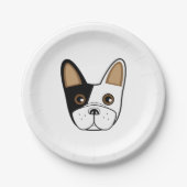 Schwarz-Weiß-Bulldogge Pappteller (Vorderseite)