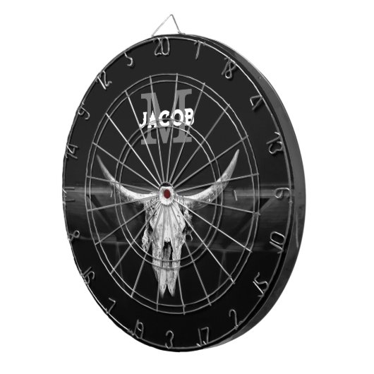 Schwarz-Weiß-Bullen-Monogramm des rustikalen Weste Dartscheibe (Vorderseite rechts)