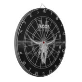 Schwarz-Weiß-Bullen-Monogramm des rustikalen Weste Dartscheibe (Vorderseite Links)
