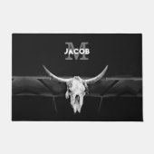 Schwarz-Weiß-Bullen-Monogramm des rustikalen Weste Fußmatte (Vorderseite)